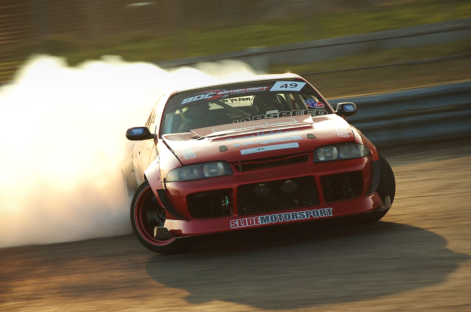 British Drift Championship driver Adam Simmons and his monster JZ-powered R33 visiting the Norfolk Arena Drift Team at Swaffham Raceway.