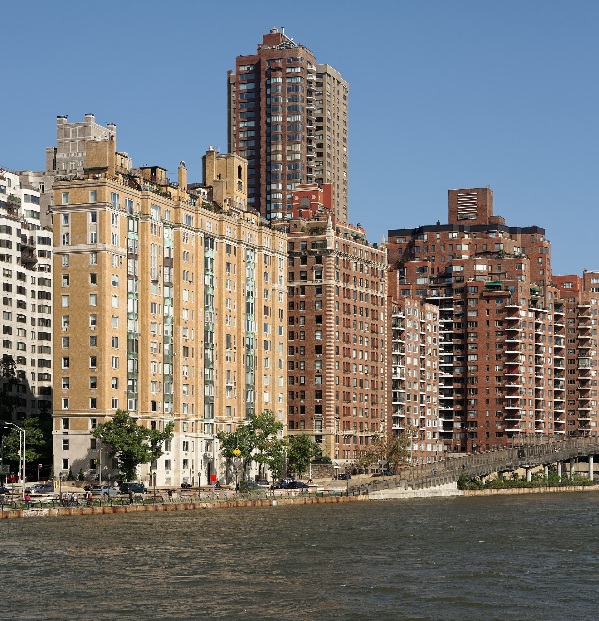 Apartment buildings on the bank of East River, Manhattan, New York City
