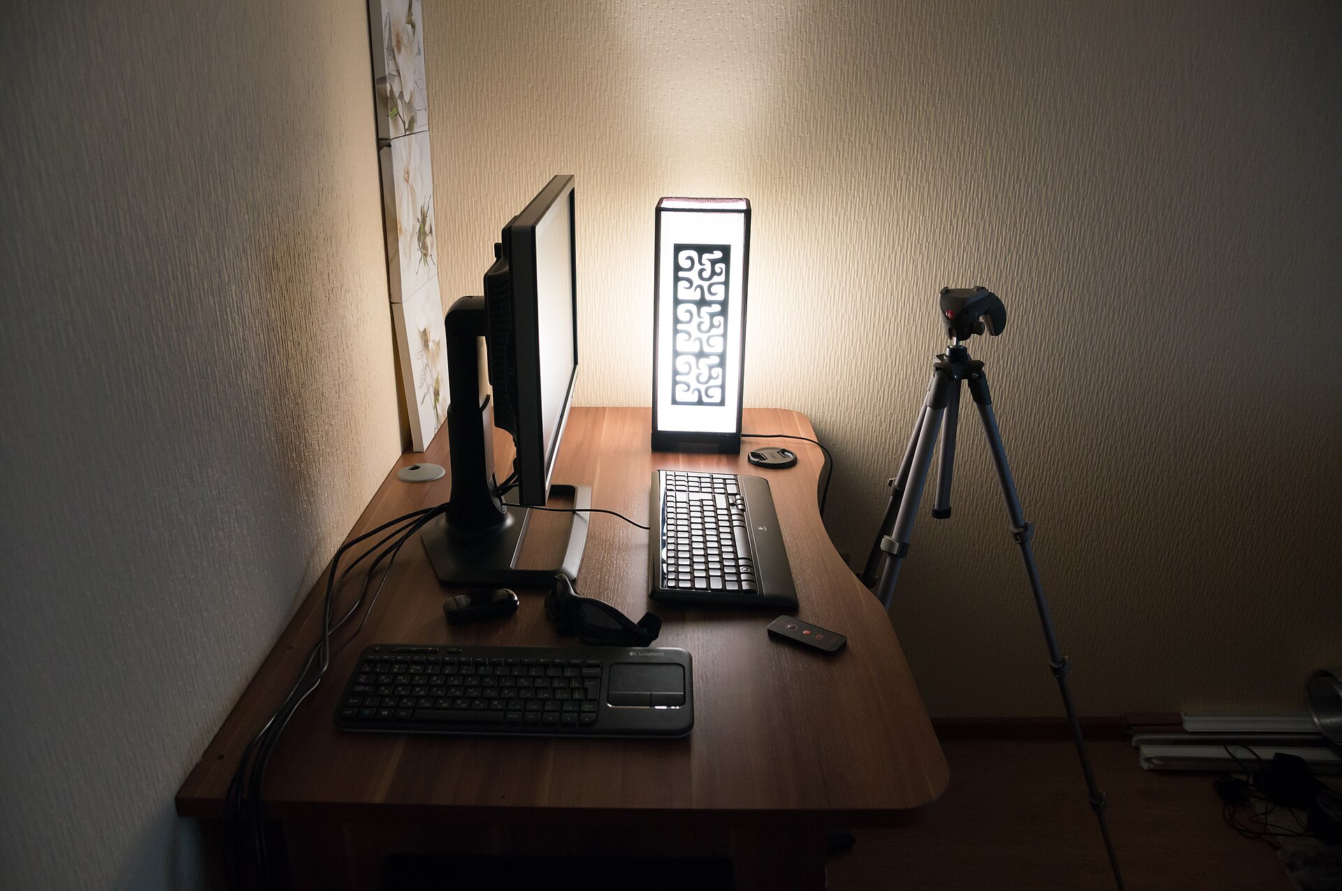 Brown and beige. Computer desk. Rostov-on-Don, Russia.