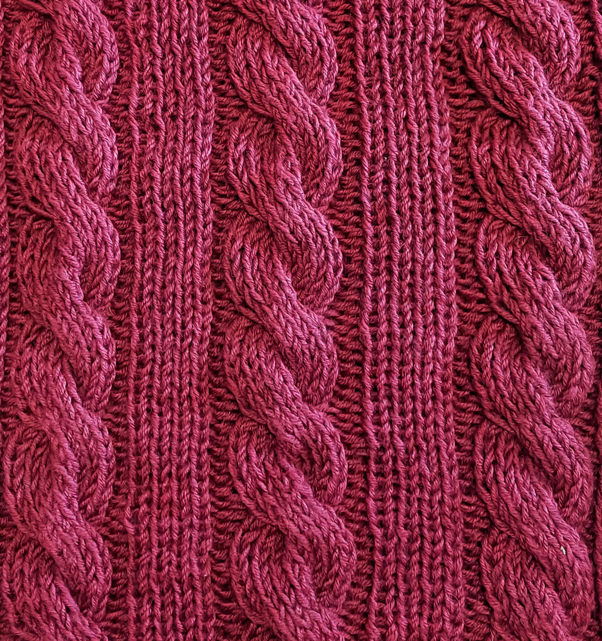 Knitted work on a knitted sweater
