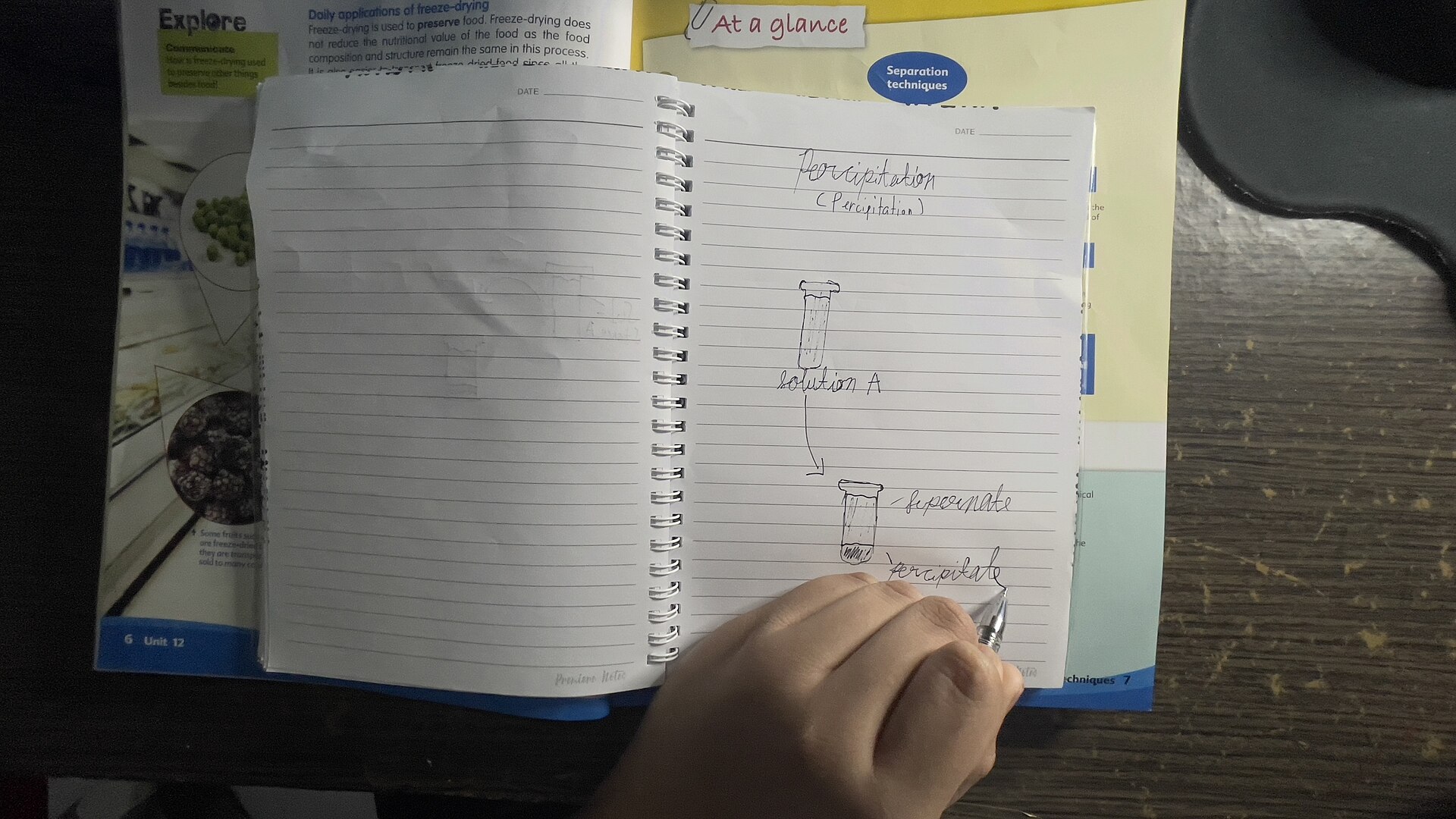 Me writing in a notebook.