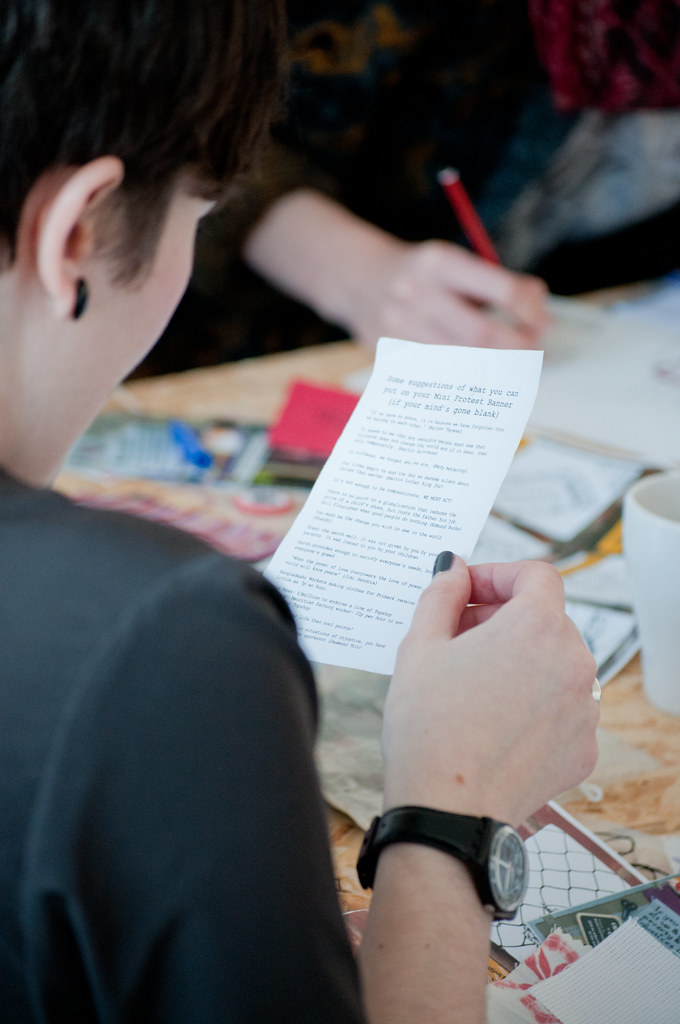 getting inspiration from our ideas sheet on content for your mini protest banner