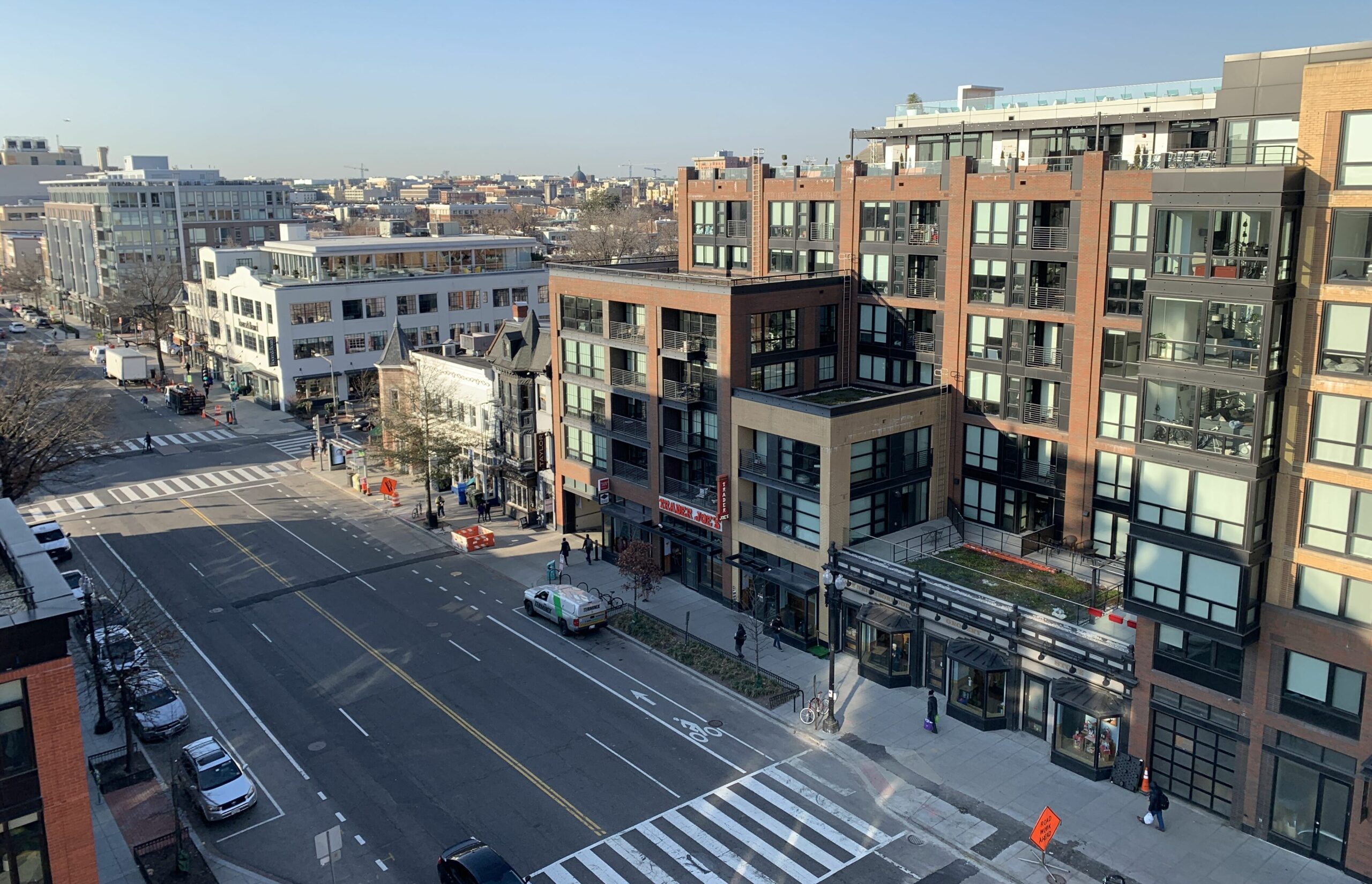 Retail and new apartment buildings along 14th St. NW, U Street Corridor, Washington, D.C., February 2019 (cropped2)